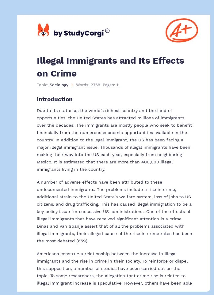Illegal Immigrants and Its Effects on Crime. Page 1