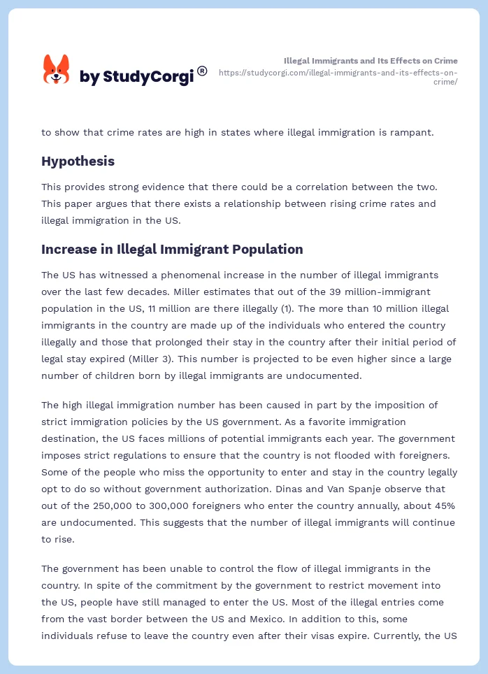 Illegal Immigrants and Its Effects on Crime. Page 2