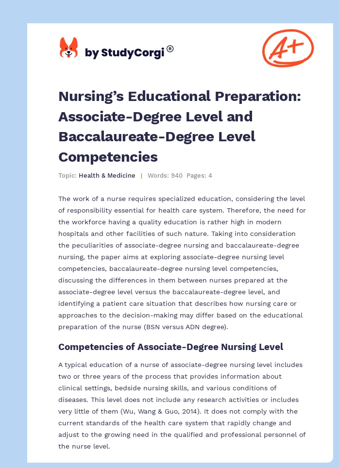 Nursing’s Educational Preparation: Associate-Degree Level and Baccalaureate-Degree Level Competencies. Page 1