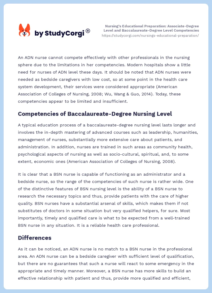 Nursing’s Educational Preparation: Associate-Degree Level and Baccalaureate-Degree Level Competencies. Page 2
