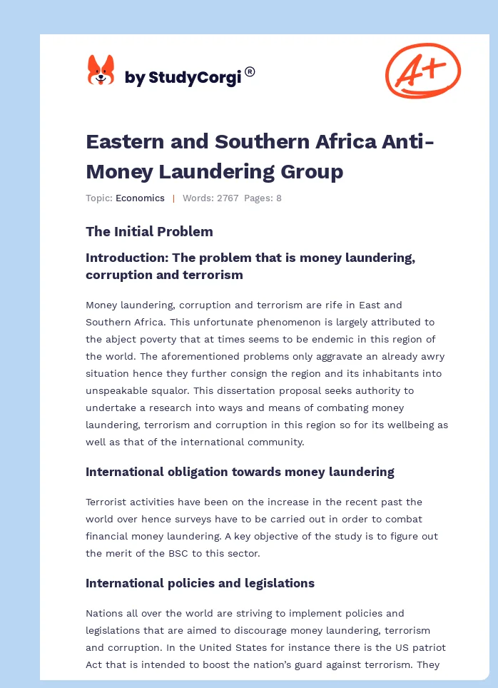 Eastern and Southern Africa Anti-Money Laundering Group. Page 1