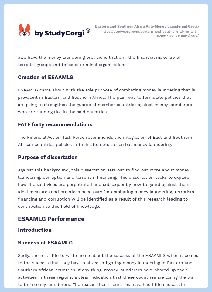 Eastern and Southern Africa Anti-Money Laundering Group. Page 2