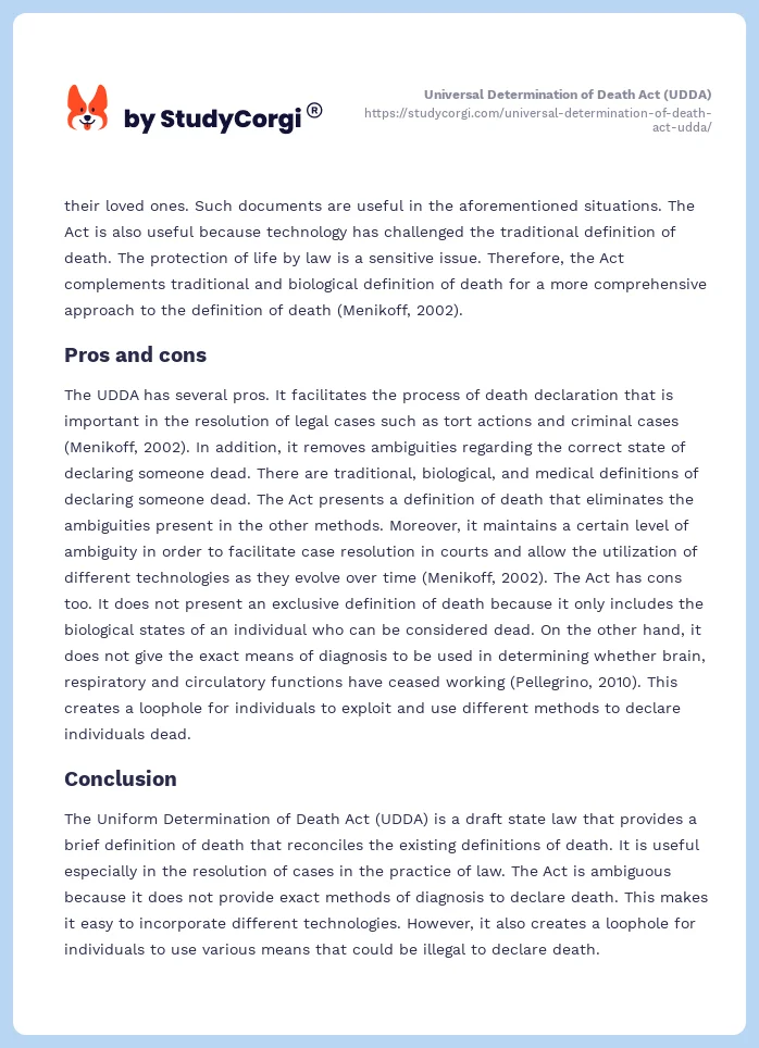 Universal Determination of Death Act (UDDA). Page 2