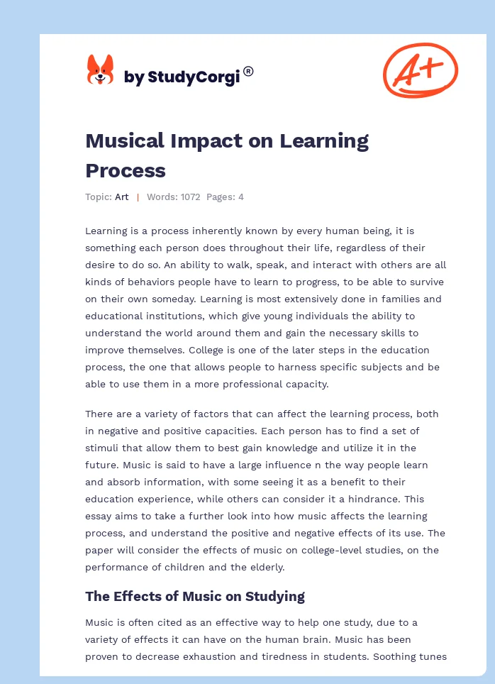 Musical Impact on Learning Process. Page 1