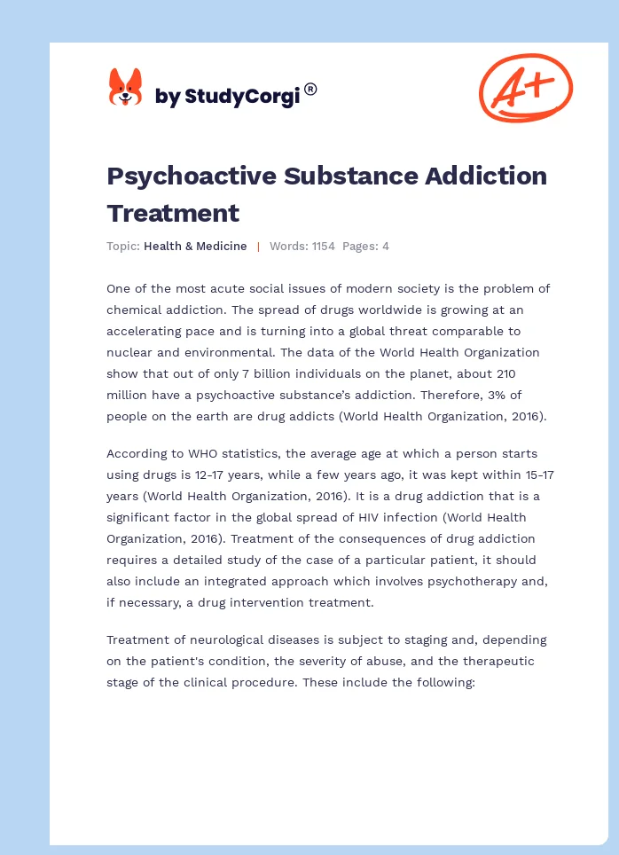 Psychoactive Substance Addiction Treatment. Page 1