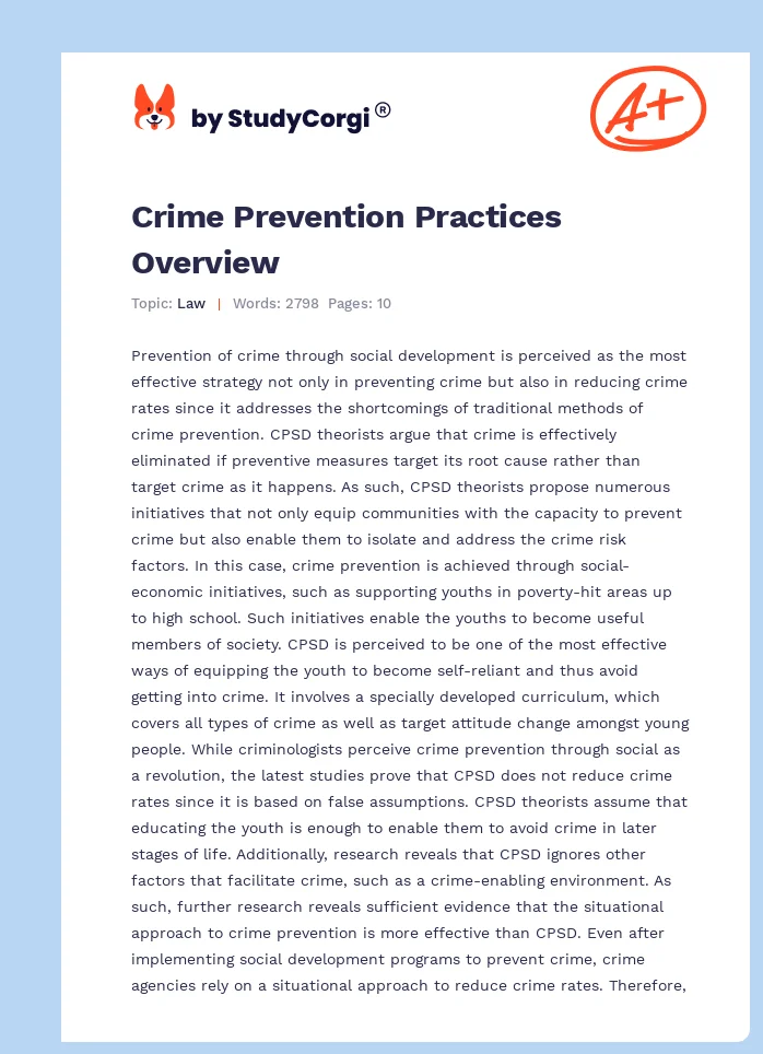 Crime Prevention Practices Overview. Page 1