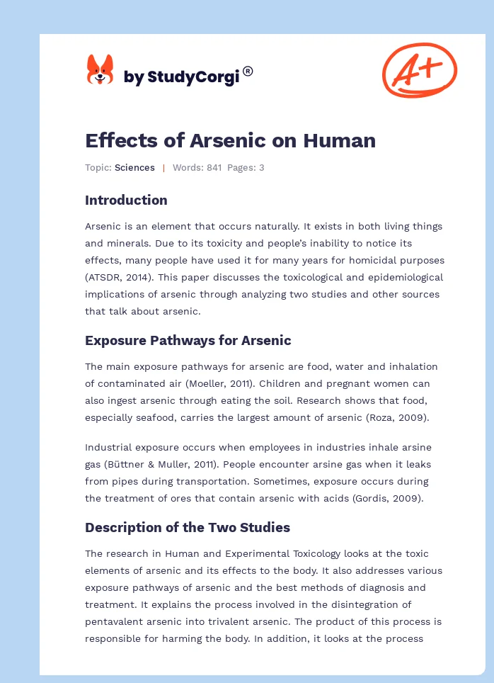 Effects of Arsenic on Human. Page 1