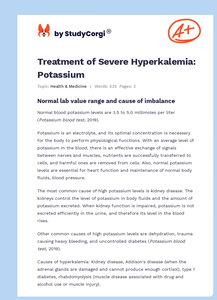Treatment of Severe Hyperkalemia: Potassium. Page 1