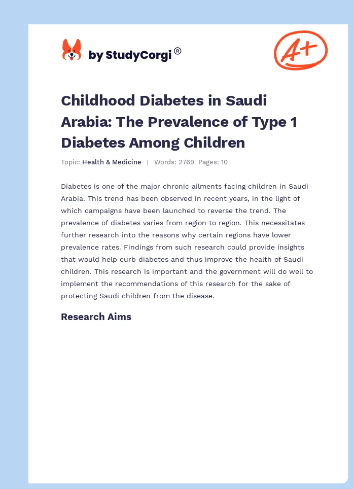 Childhood Diabetes in Saudi Arabia: The Prevalence of Type 1 Diabetes Among Children. Page 1