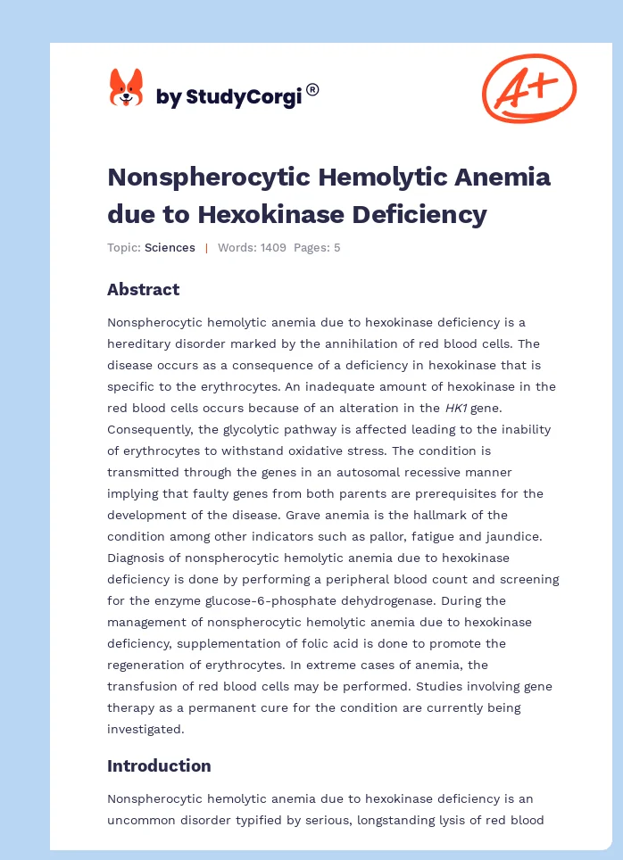Nonspherocytic Hemolytic Anemia due to Hexokinase Deficiency. Page 1
