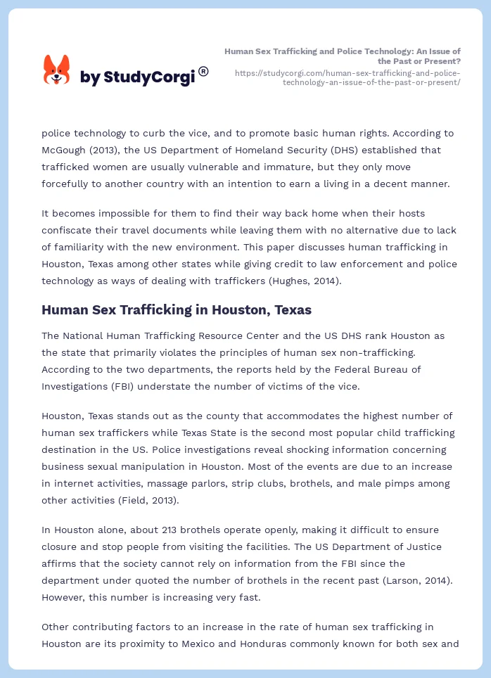 Human Sex Trafficking and Police Technology: An Issue of the Past or Present?. Page 2
