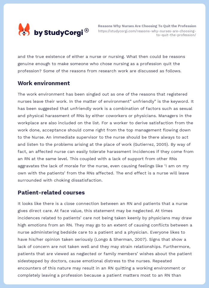 Reasons Why Nurses Are Choosing To Quit the Profession. Page 2