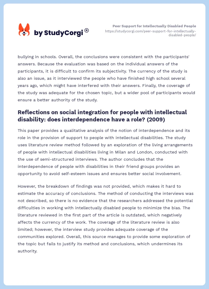 Peer Support for Intellectually Disabled People. Page 2