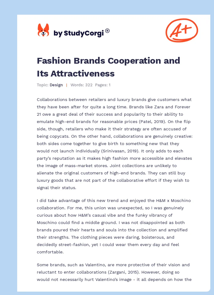 Fashion Brands Cooperation and Its Attractiveness. Page 1