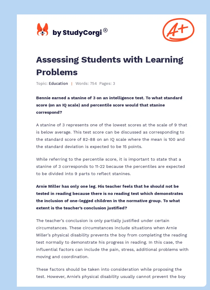 Assessing Students with Learning Problems. Page 1