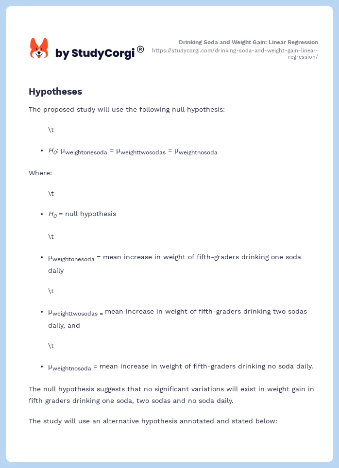 Drinking Soda and Weight Gain: Linear Regression. Page 2