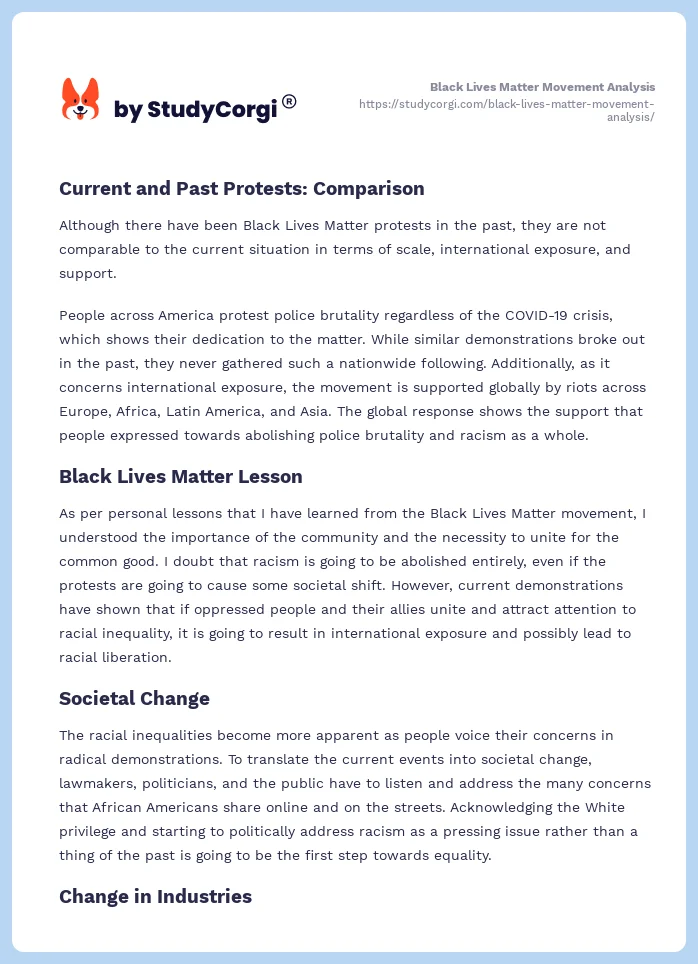 Black Lives Matter Movement Analysis. Page 2