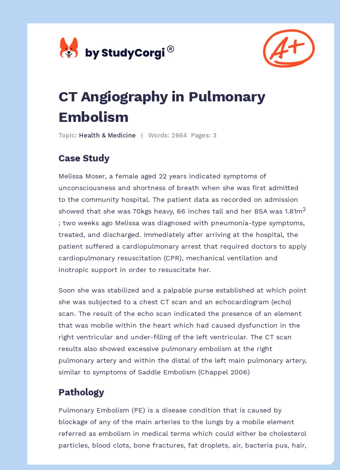 CT Angiography in Pulmonary Embolism. Page 1