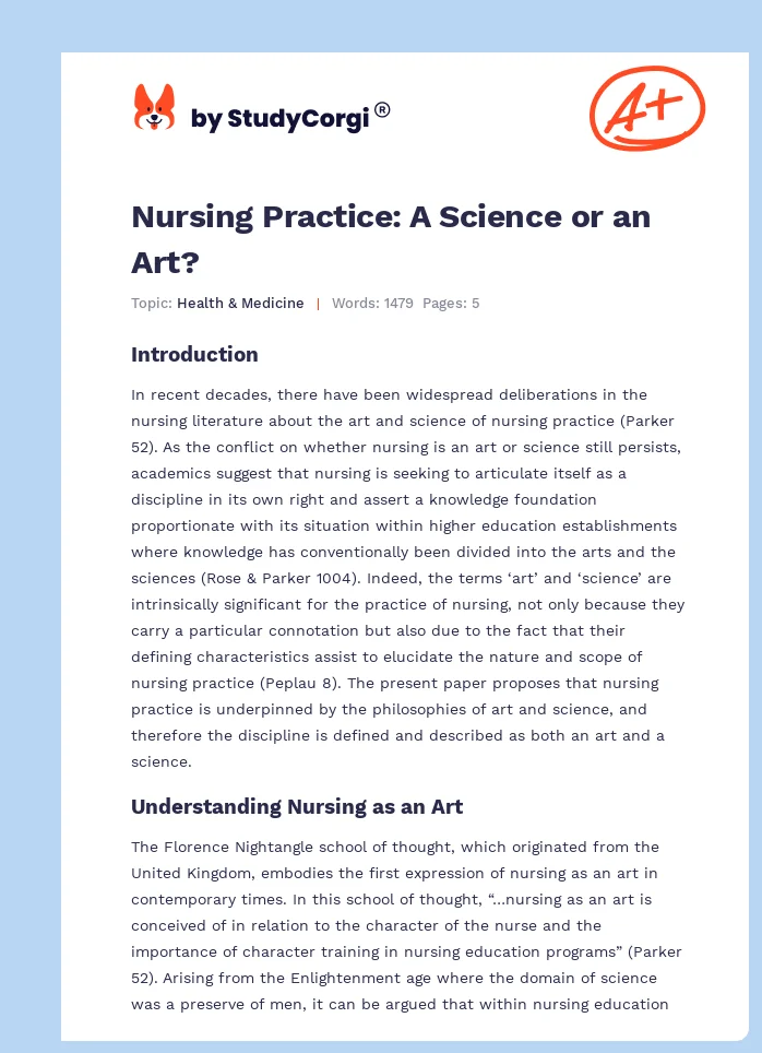 Nursing Practice: A Science or an Art?. Page 1
