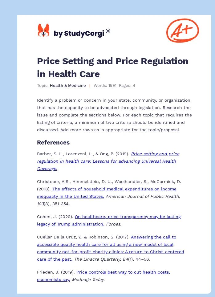 Price Setting and Price Regulation in Health Care. Page 1