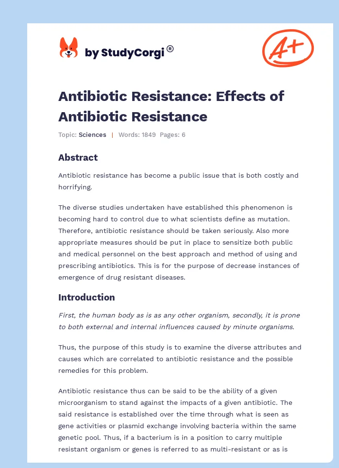 Antibiotic Resistance: Effects of Antibiotic Resistance. Page 1