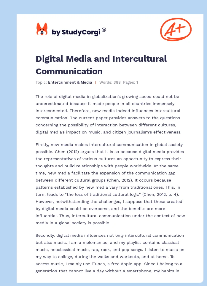 Digital Media and Intercultural Communication. Page 1