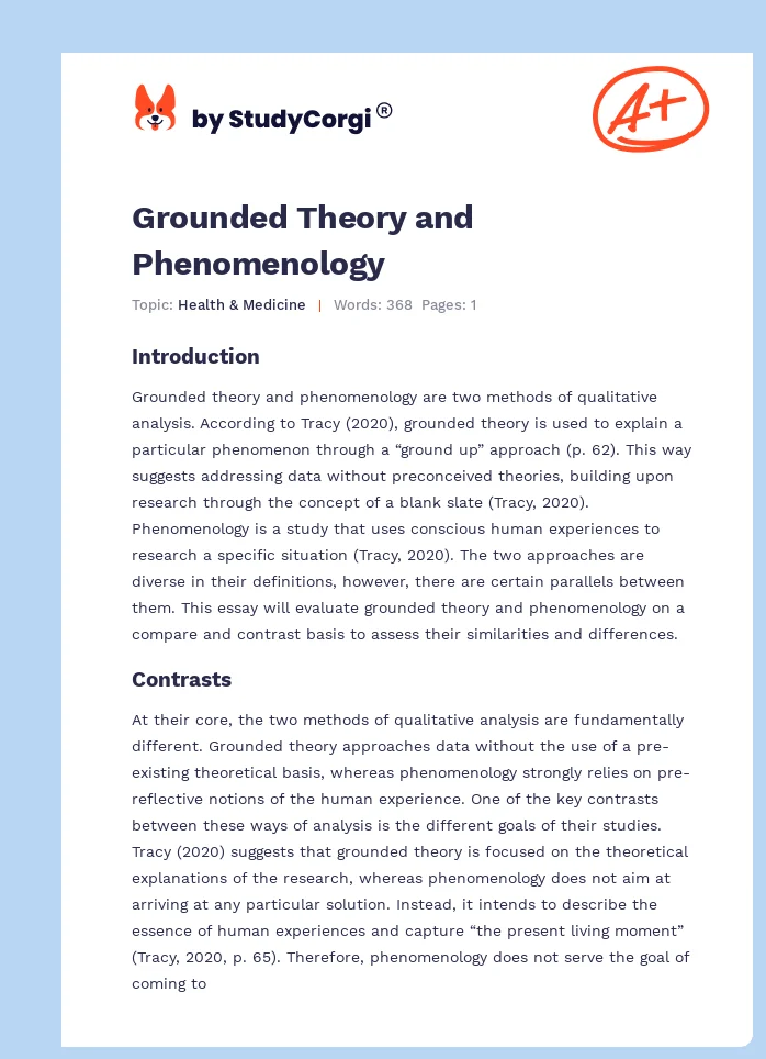 Grounded Theory and Phenomenology. Page 1