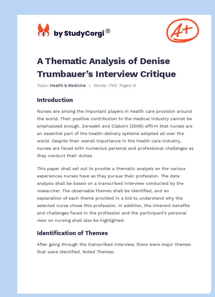 A Thematic Analysis of Denise Trumbauer’s Interview Critique. Page 1