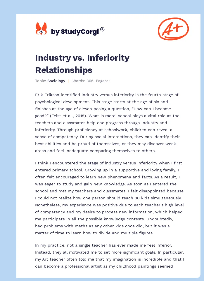 Industry vs. Inferiority Relationships. Page 1