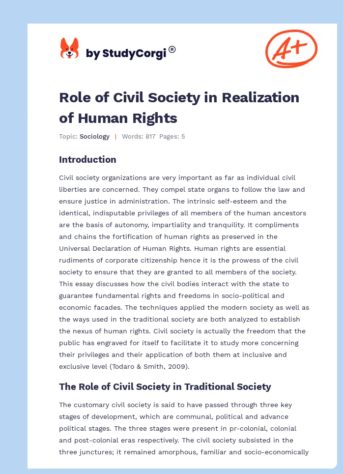 Role of Civil Society in Realization of Human Rights. Page 1