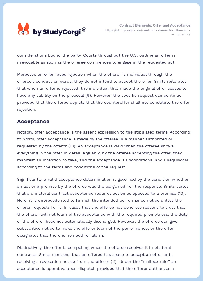 Contract Elements: Offer and Acceptance. Page 2