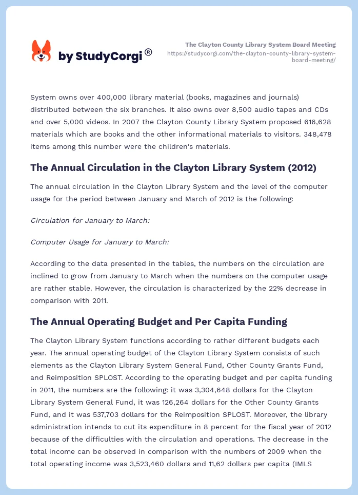 The Clayton County Library System Board Meeting. Page 2
