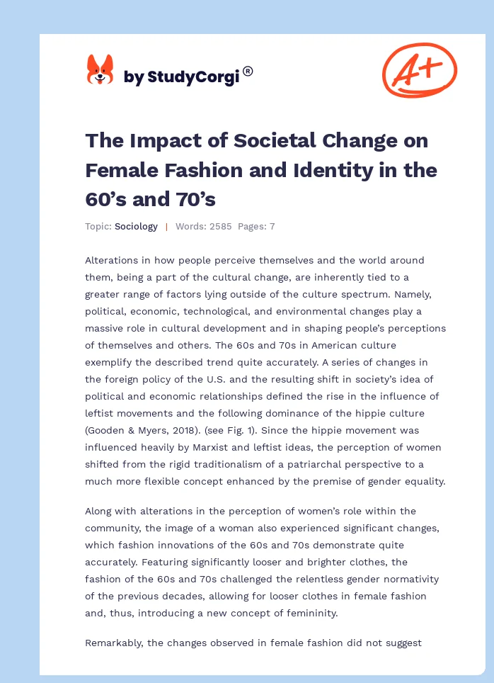 The Impact of Societal Change on Female Fashion and Identity in the 60’s and 70’s. Page 1