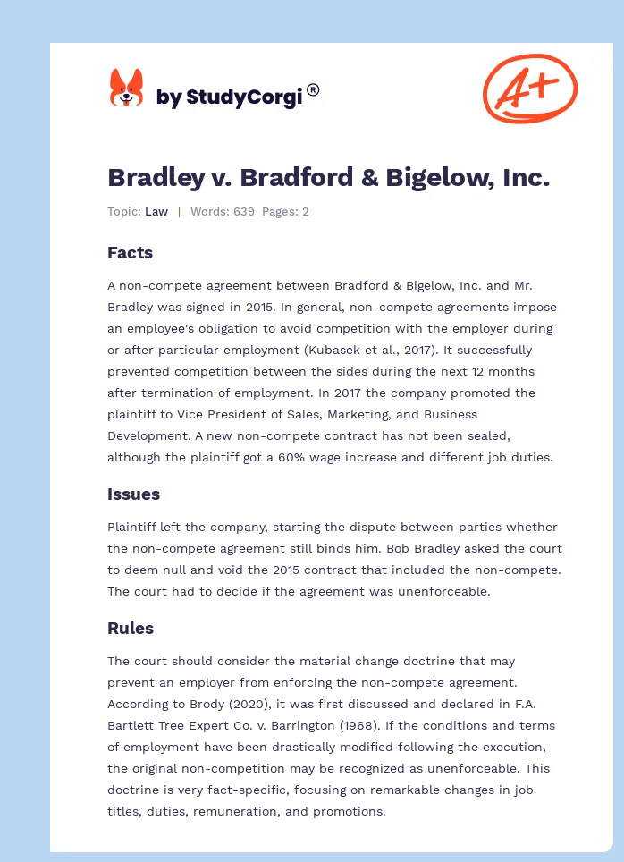 Bradley v. Bradford & Bigelow, Inc.. Page 1