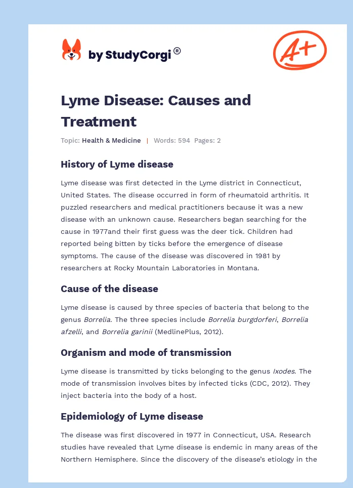 Lyme Disease: Causes and Treatment. Page 1