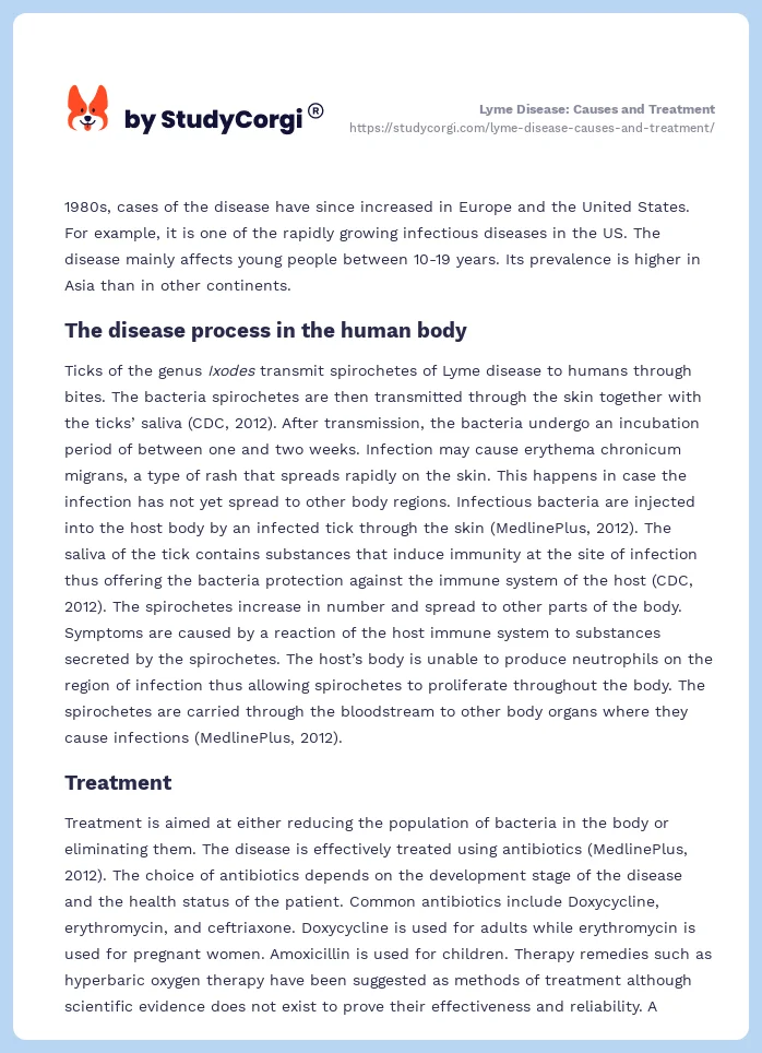 Lyme Disease: Causes and Treatment. Page 2
