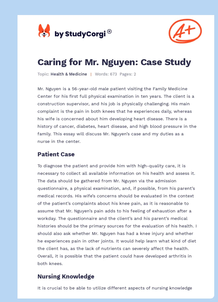Caring for Mr. Nguyen: Case Study. Page 1