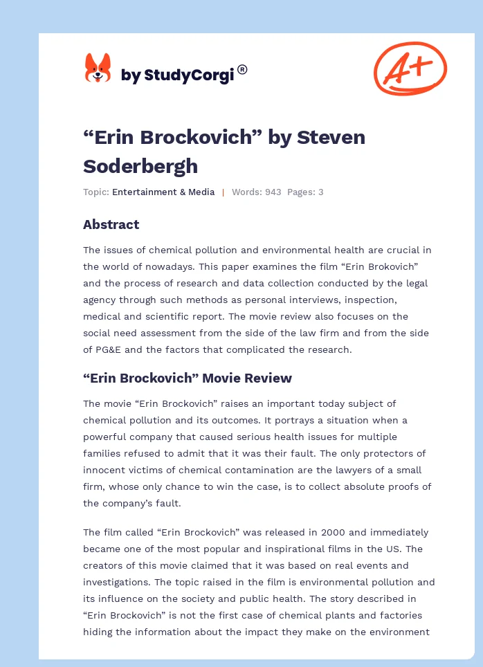 “Erin Brockovich” by Steven Soderbergh. Page 1