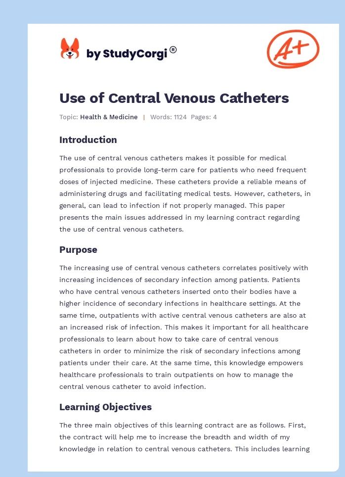 Use of Central Venous Catheters. Page 1