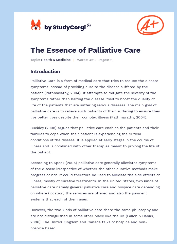 The Essence of Palliative Care. Page 1