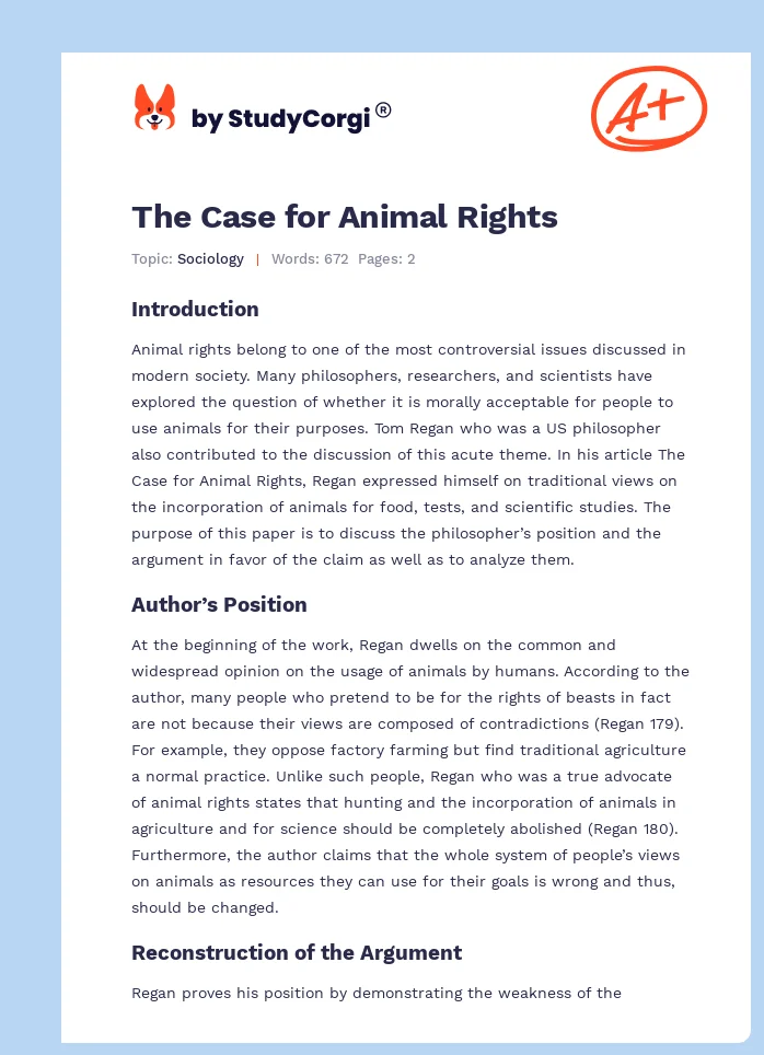 The Case for Animal Rights. Page 1