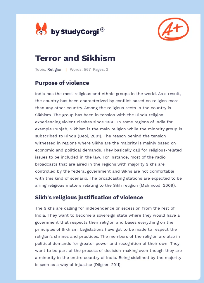 Terror and Sikhism. Page 1