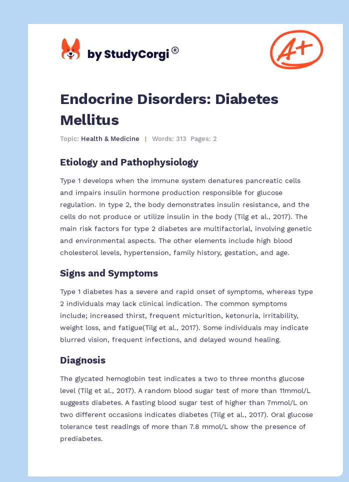 Endocrine Disorders: Diabetes Mellitus. Page 1