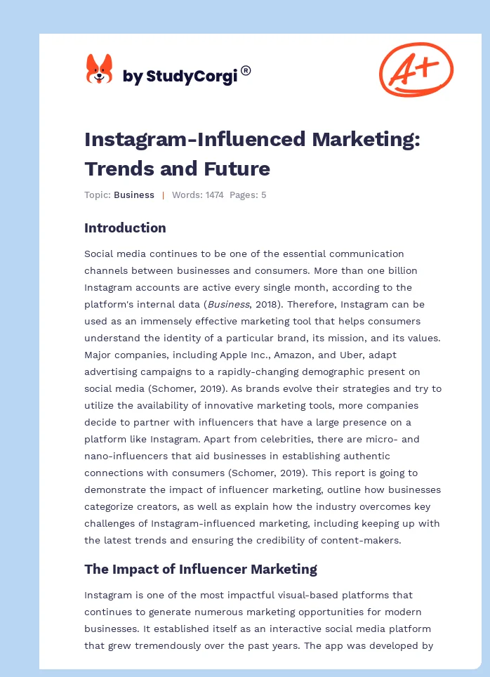 Instagram-Influenced Marketing: Trends and Future. Page 1