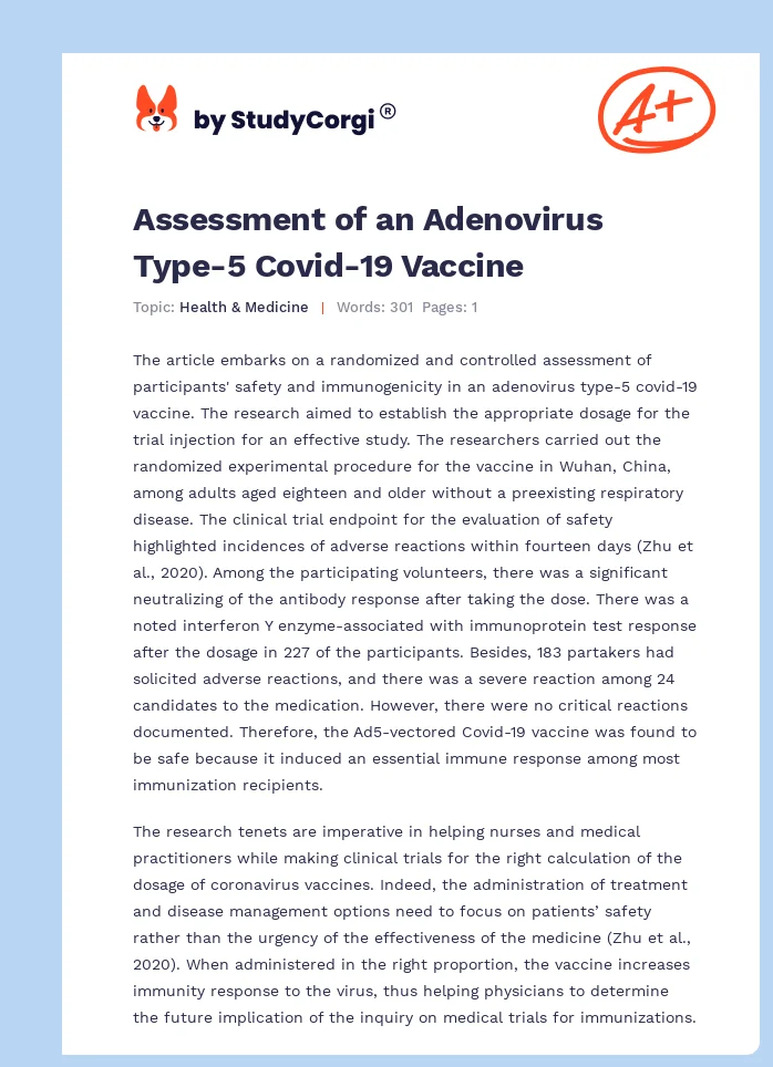 Assessment of an Adenovirus Type-5 Covid-19 Vaccine. Page 1