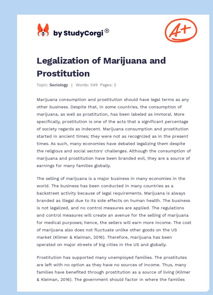 Legalization of Marijuana and Prostitution. Page 1