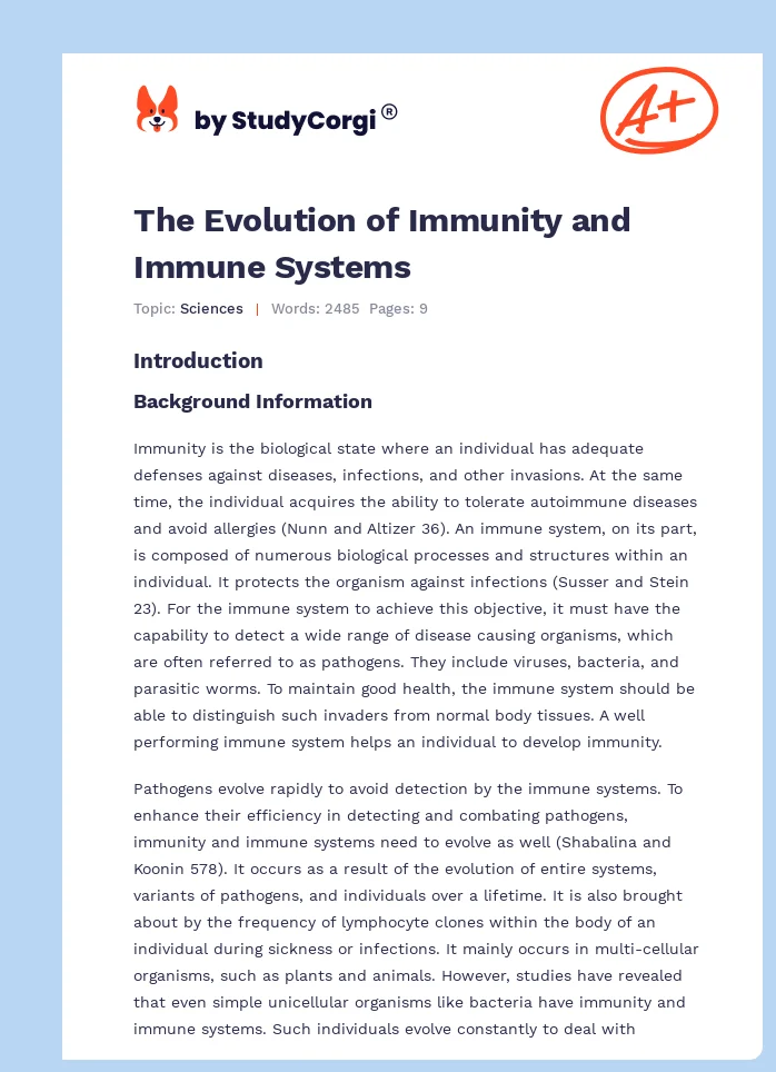 The Evolution of Immunity and Immune Systems. Page 1