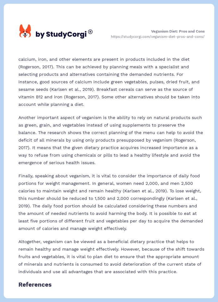 Veganism Diet: Pros and Cons. Page 2