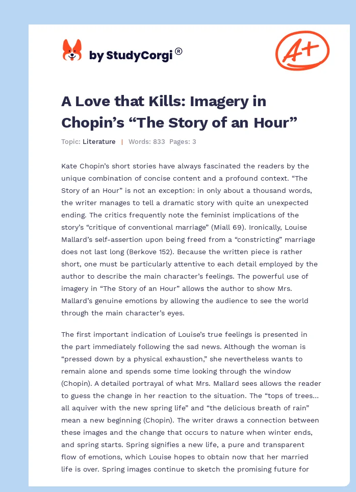 A Love that Kills: Imagery in Chopin’s “The Story of an Hour”. Page 1