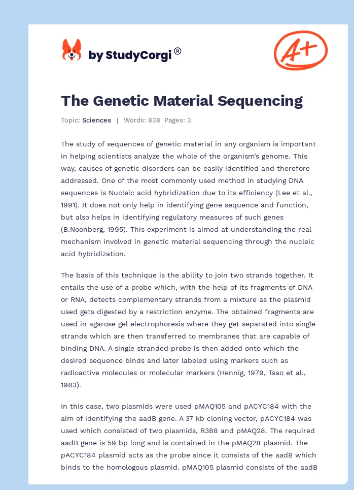 The Genetic Material Sequencing. Page 1